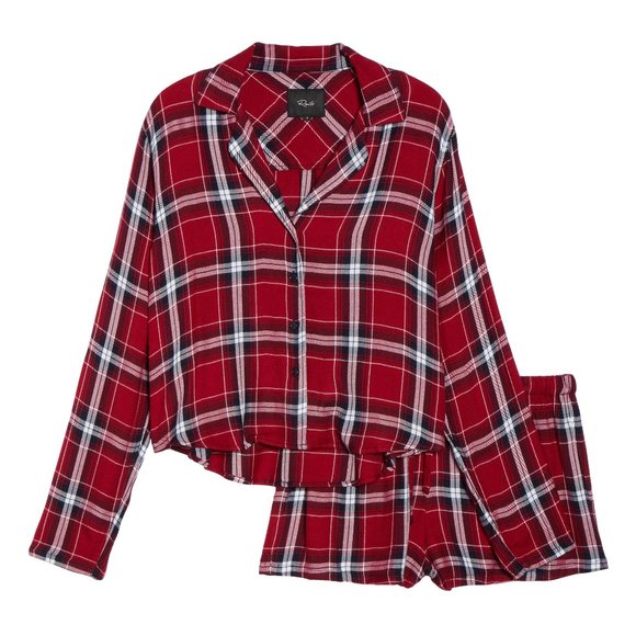 RAILS Plaid Short Pajamas In Crimson/ Navy - Picture 7 of 8
